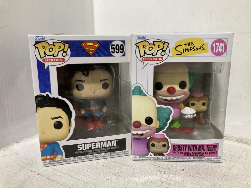 Lot 801  
            Chesterfield SR46 - Parcel Delivery Only 

                
5 X ASSORTED FUNKO POP VINYL FIGURES TO INCLUDE FUNKO POP HEROES 588 SUPERMAN VIN... - Image 2