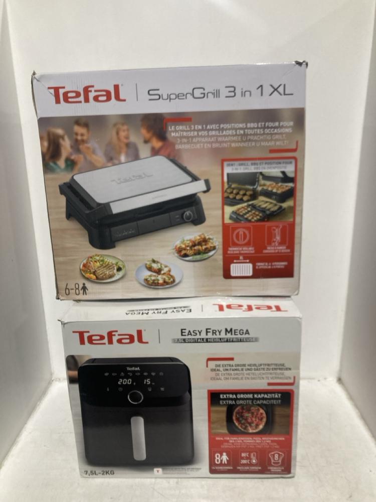 Lot 881  
            Chesterfield SR46 - Parcel Delivery Only 

                
TEFAL 3-IN-1 SUPER GRILL TO INCLUDE TEFAL EASY FRY MEGA 7.5L AIR FRYER (LOCATION:...