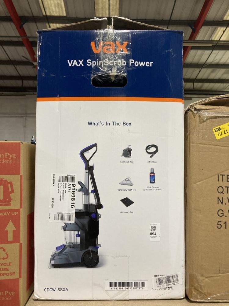Lot 894  
            Chesterfield SR46 - Parcel Delivery Only 

                
VAX SPINSCRUB POWER UPRIGHT CARPET CLEANER - CDCW SSXA ORIGINAL RRP £239