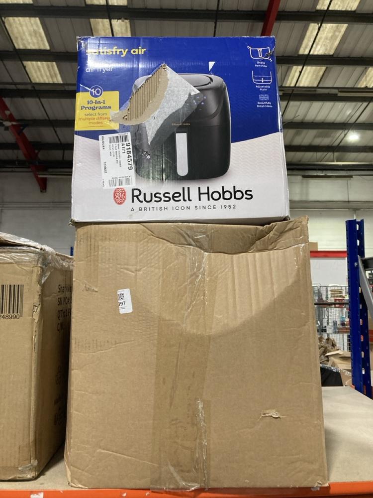 Lot 897  
            Chesterfield SR46 - Parcel Delivery Only 

                
RUSSELL HOBBS SATISFRY AIR FRYER TO INCLUDE RUSSELL HOBBS CYLINDER VACUUM CLEANER