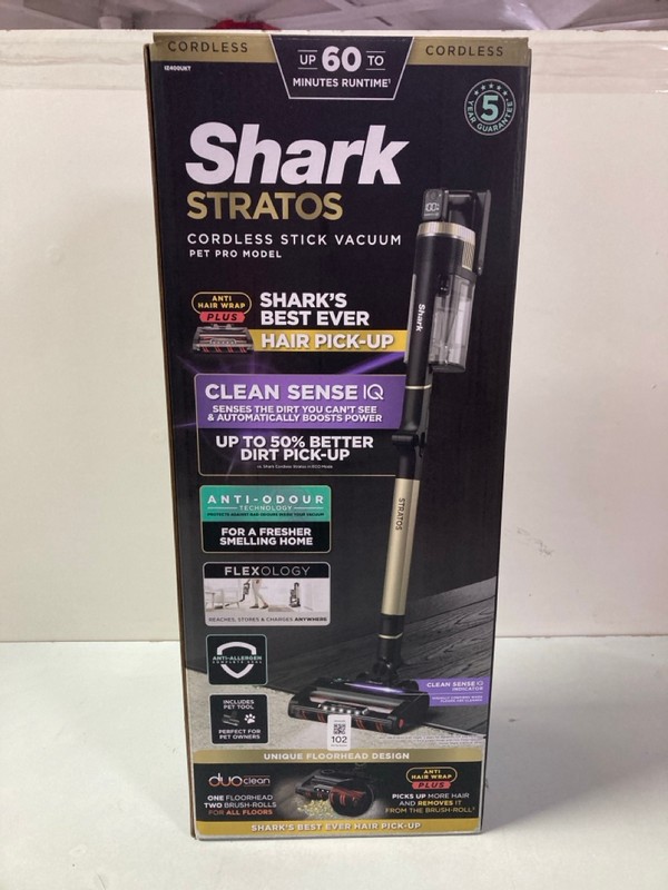 Lot 102  
            Nottingham SR1 - Delivery Only 

                
SHARK STRATOS CORDLESS STICK VACUUM CLEANER (PET PRO MODEL) MODEL: IZ400UKT - ORI...
