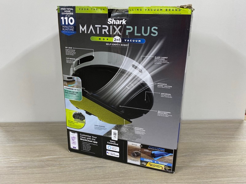 Lot 10  
            Nottingham SR1 - Delivery Only 

                
SHARK MATRIX PLUS 2-IN-1 MOP AND VACUUM ROBOTIC VACUUM CLEANER - ORIGINAL RRP.£499