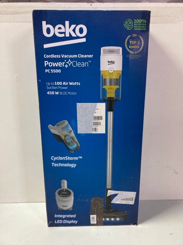 Lot 120  
            Nottingham SR1 - Delivery Only 

                
BEKO POWER CLEAN CORDLESS VACUUM CLEANER MODEL: PC5500 - ORIGINAL RRP.£124