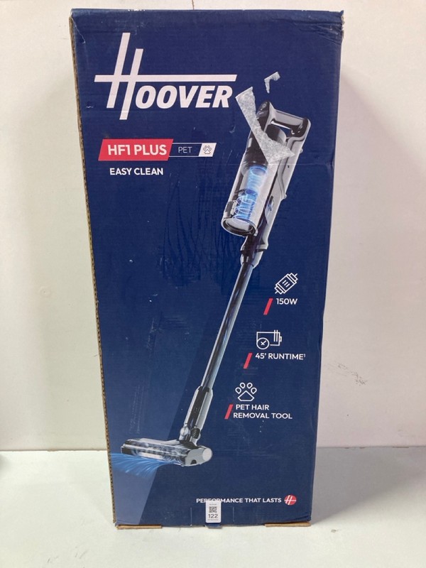 Lot 122  
            Nottingham SR1 - Delivery Only 

                
HOOVER HF1 PLUS PET CORDLESS VACUUM CLEANER MODEL: HF1P10P - ORIGINAL RRP.£139