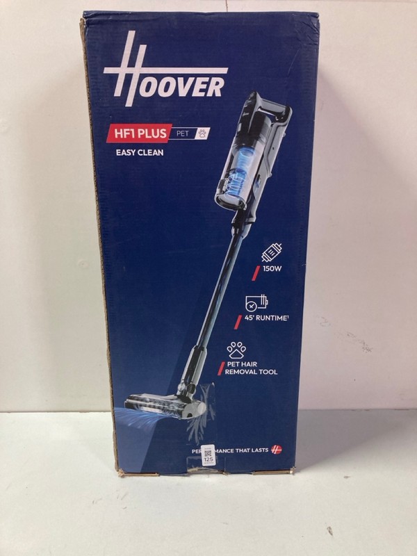 Lot 125  
            Nottingham SR1 - Delivery Only 

                
HOOVER HF1 PLUS PET CORDLESS VACUUM CLEANER MODEL: HF1P10P - ORIGINAL RRP.£139
