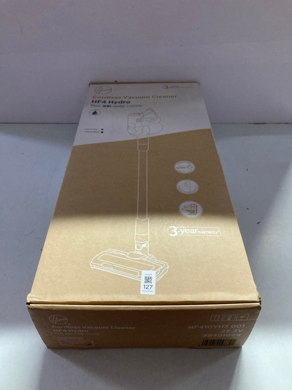 Lot 127  
            Nottingham SR1 - Delivery Only 

                
HOOVER HF4 HYDRO PLUS ANTI-TWIST NOZZLE CORDLESS VACUUM CLEANER MODEL: HF410YH3 -...