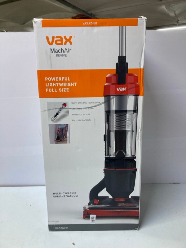 Lot 149  
            Nottingham SR1 - Delivery Only 

                
VAX MACHAIR REVIVE UP-RIGHT VACUUM CLEANER MODEL: UCA2GEV1 - ORIGINAL RRP.£69
