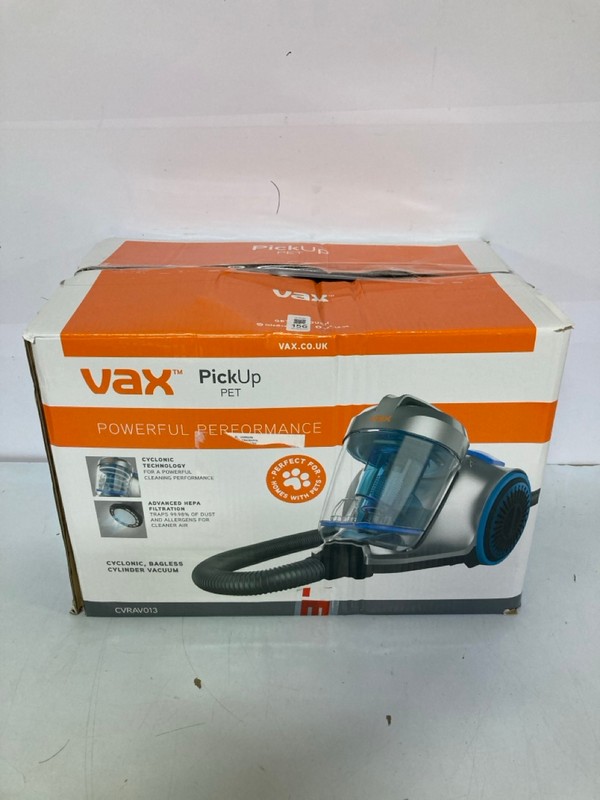 Lot 156  
            Nottingham SR1 - Delivery Only 

                
VAX PICKUP PET CYLINDER VACUUM CLEANER MODEL: CVRAV013 - ORIGINAL RRP.£69