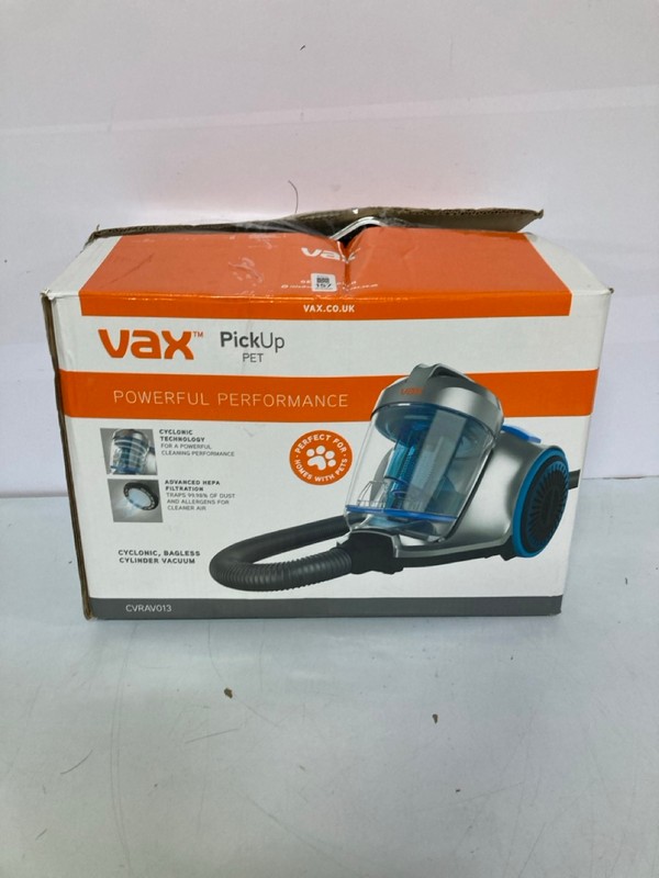 Lot 157  
            Nottingham SR1 - Delivery Only 

                
VAX PICKUP PET CYLINDER VACUUM CLEANER MODEL: CVRAV013 - ORIGINAL RRP.£69