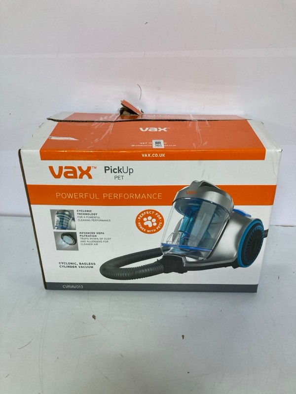Lot 161  
            Nottingham SR1 - Delivery Only 

                
VAX PICKUP PET CYLINDER VACUUM CLEANER MODEL: CVRAV013 - ORIGINAL RRP.£69