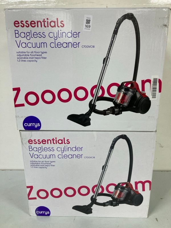 Lot 169  
            Nottingham SR1 - Delivery Only 

                
2 X CE BAGLESS CYLINDER VACUUM CLEANER MODEL: C700VC18