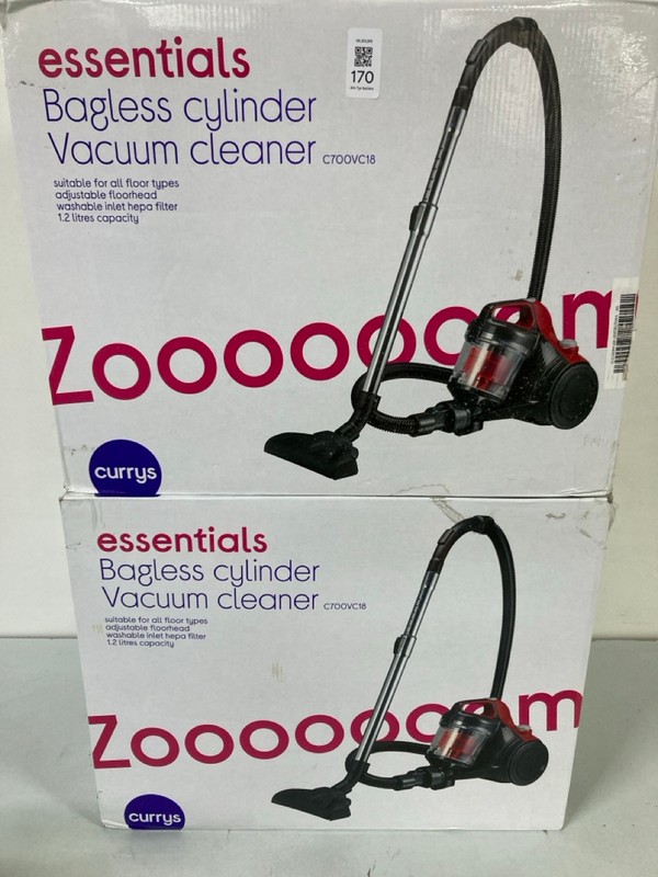 Lot 170  
            Nottingham SR1 - Delivery Only 

                
2 X CE BAGLESS CYLINDER VACUUM CLEANER MODEL: C700VC18