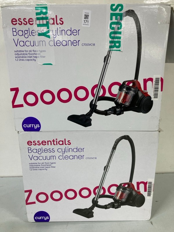 Lot 171  
            Nottingham SR1 - Delivery Only 

                
2 X CE BAGLESS CYLINDER VACUUM CLEANER MODEL: C700VC18