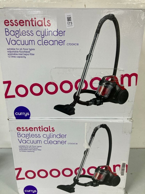 Lot 173  
            Nottingham SR1 - Delivery Only 

                
2 X CE BAGLESS CYLINDER VACUUM CLEANER MODEL: C700VC18