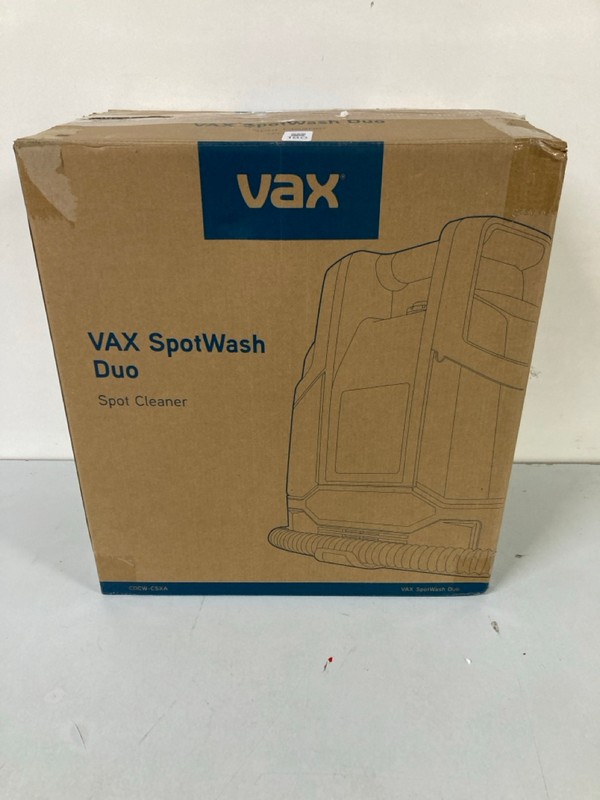 Lot 180  
            Nottingham SR1 - Delivery Only 

                
VAX SPOTWASH DUO SPOT CARPET WASHER MODEL: CDCW-CSXA - ORIGINAL RRP.£139