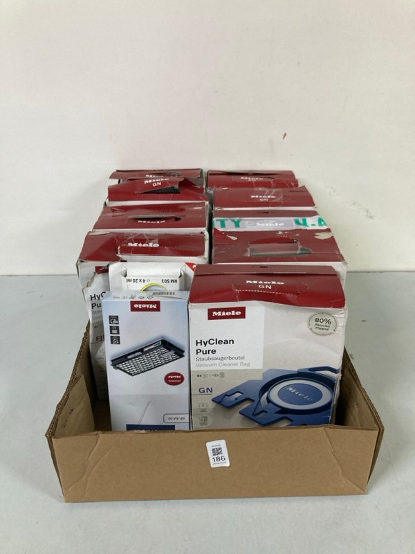 Lot 186  
            Nottingham SR1 - Delivery Only 

                
BOX OF MIELE FLOORCARE PRODUCTS INC. HYCLEAN PURE VACUUM CLEANER BAGS