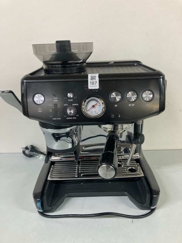 Lot 187  
            Nottingham SR1 - Delivery Only 

                
SAGE THE BARISTA EXPRESS IMPRESS COFFEE MACHINE MODEL: SES876BST - ORIGINAL RRP.£516