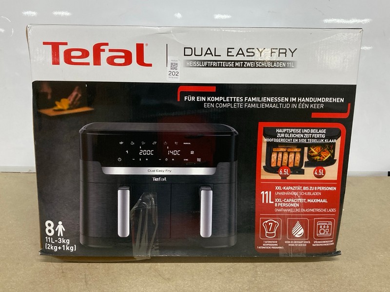 Lot 202  
            Nottingham SR1 - Delivery Only 

                
TEFAL DUAL EASY FRY AIR FRYER - MODEL - EY942 - ORIGINAL RRP - £139.99