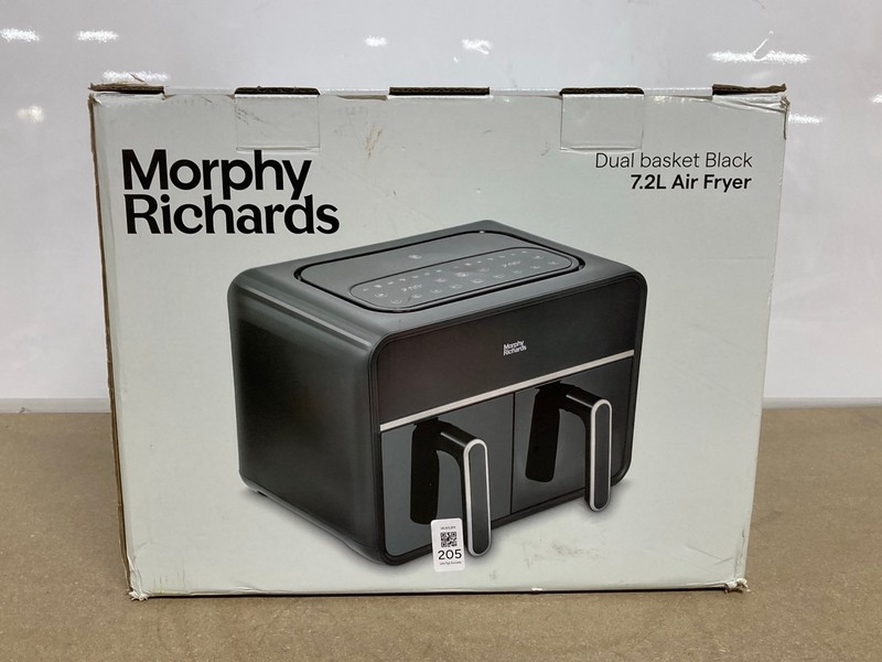 Lot 205  
            Nottingham SR1 - Delivery Only 

                
MORPHY RICHARDS 7.2L DUAL BASKET AIR FRYER - MODEL - HF480020CUK - ORIGINAL RRP -...