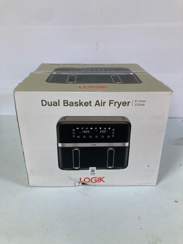 Lot 206  
            Nottingham SR1 - Delivery Only 

                
LOGIK 8L DUAL BASKET AIR FRYER - MODEL - L80AFB24 - ORIGINAL RRP - £69.99
