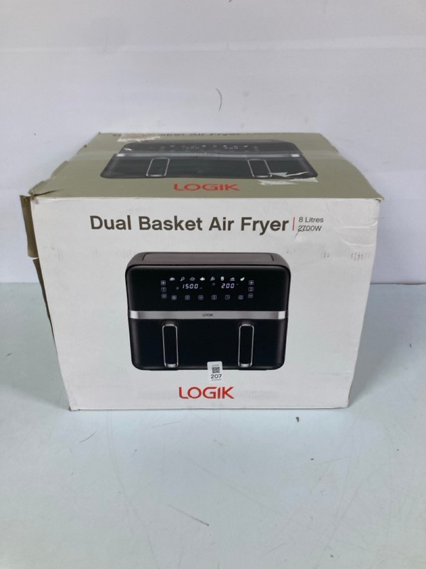 Lot 207  
            Nottingham SR1 - Delivery Only 

                
LOGIK 8L DUAL BASKET AIR FRYER - MODEL - L80AFB24 - ORIGINAL RRP - £69.99