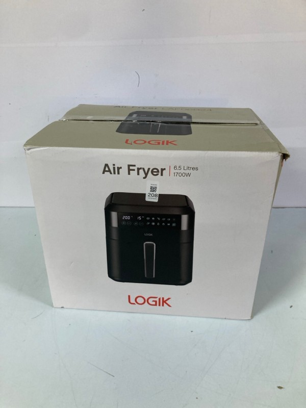 Lot 208  
            Nottingham SR1 - Delivery Only 

                
LOGIK 6.5L SINGLE BASKET AIR FRYER - MODEL - LAF06B24 - ORIGINAL RRP - £49.99