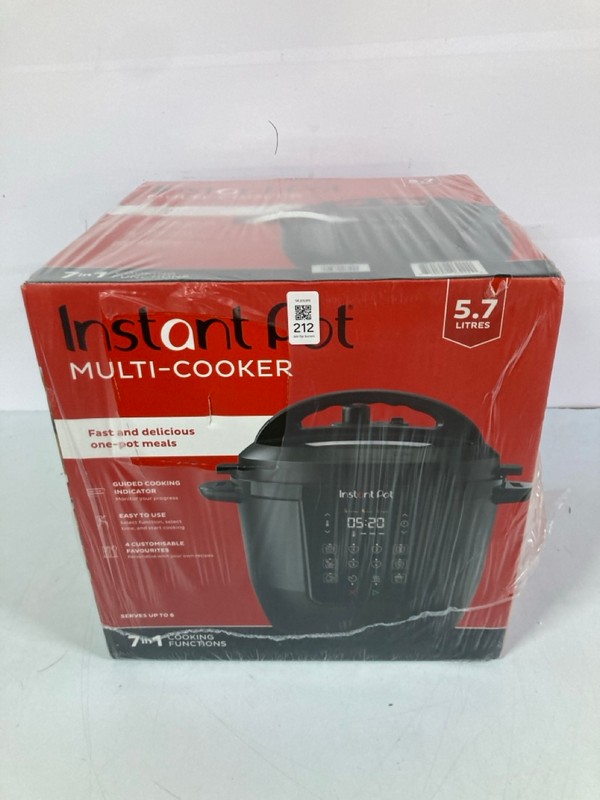 Lot 212  
            Nottingham SR1 - Delivery Only 

                
INSTANT POT 5.7 MULTI-COOKER - MODEL - DUO 60 - ORIGINAL RRP - £79.99