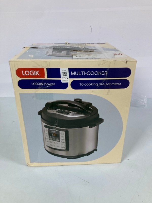 Lot 215  
            Nottingham SR1 - Delivery Only 

                
LOGIK 1000W POWER MULTI-COOKER - MODEL - LO5MCS23 - ORIGINAL RRP - £59.99