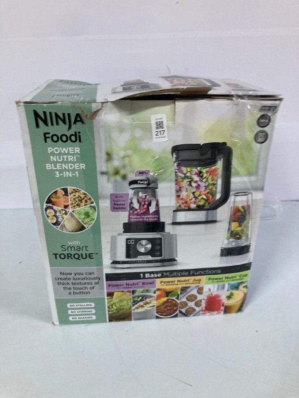 Lot 217  
            Nottingham SR1 - Delivery Only 

                
NINJA FOODI POWER NUTRI BLENDER 3-IN-1 - MODEL - CB350UK - ORIGINAL RRP - £169.99