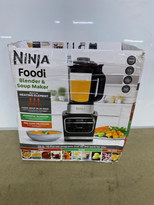 Lot 218  
            Nottingham SR1 - Delivery Only 

                
NINJA FOODI BLENDER & SOUP MAKER - MODEL - HB150UK - ORIGINAL RRP - £179.99