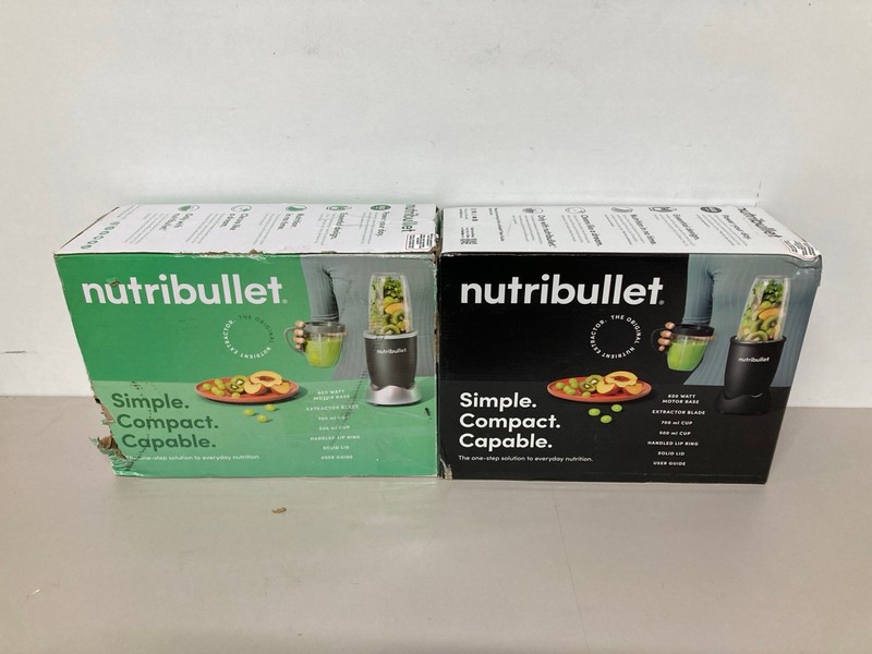 Lot 222  
            Nottingham SR1 - Delivery Only 

                
2 X VARIOUS NUTRIBULLET BLENDER INC. 700ML CAPACITY ORIGINAL NUTRIENT EXTRACTOR (...