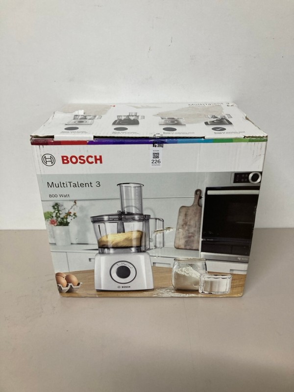 Lot 226  
            Nottingham SR1 - Delivery Only 

                
BOSCH MULTI TALENT 3 FOOD PROCESSOR - MODEL - MCM3501MGB - ORIGINAL RRP - £69.99