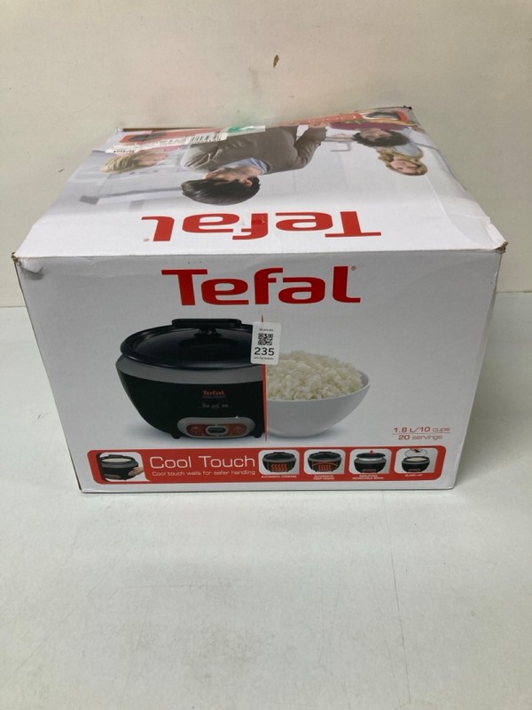 Lot 235  
            Nottingham SR1 - Delivery Only 

                
TEFAL COOL TOUCH RICE COOKER - MODEL - RQW-B - ORIGINAL RRP - £59.99