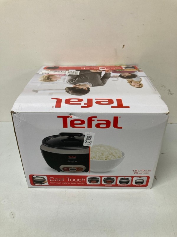 Lot 236  
            Nottingham SR1 - Delivery Only 

                
TEFAL COOL TOUCH RICE COOKER - MODEL - RQW-B - ORIGINAL RRP - £59.99