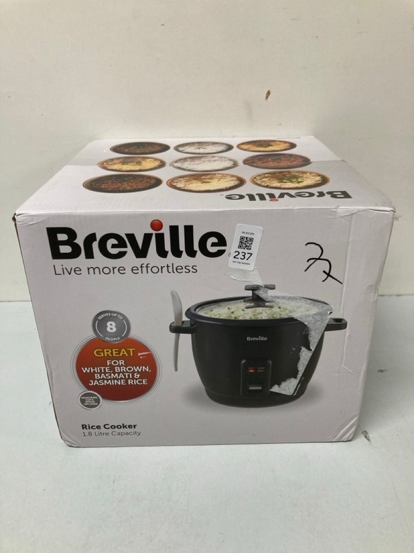Lot 237  
            Nottingham SR1 - Delivery Only 

                
BREVILLE 1.8L RICE COOKER - MODEL - ITP181 - ORIGINAL RRP - £49.99