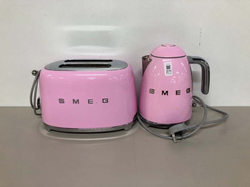 Lot 271  
            Nottingham SR1 - Delivery Only 

                
UNBOXED SMEG KETTLE & TOASTER - PINK - MODELS - TSF01PKUK (TOASTER) & KLF03PKUK (...