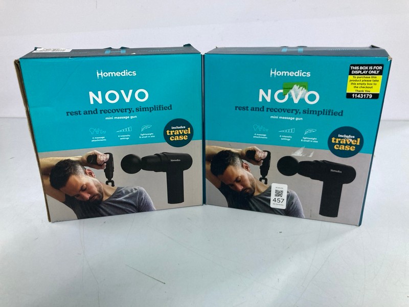 Lot 457  
            Nottingham SR1 - Delivery Only 

                
2 X HOMEDIES NOVO REST AND RECOVERY MINI MASSAGE GUN