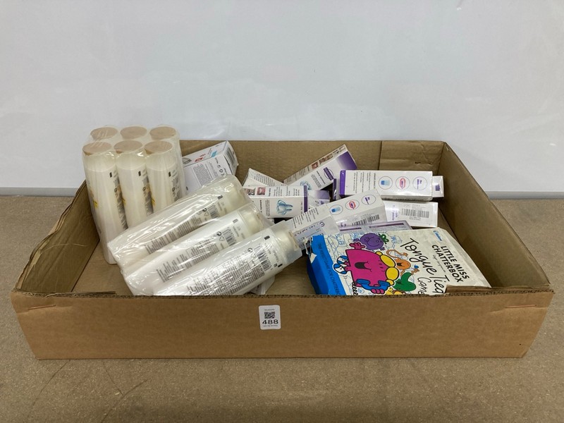 Lot 488  
            Nottingham SR1 - Delivery Only 

                
BOX OF VARIOUS ITEMS INC. BABBOSOW PURPLE TOOTHPASTE - EXP 18/07/2026