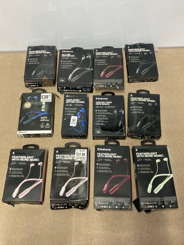Lot 503  
            Nottingham SR1 - Delivery Only 

                
QTY OF VARIOUS SKULLCANDY HEADPHONES INC. JIB+ACTIVE WIRELESS SPORT EARBUDS