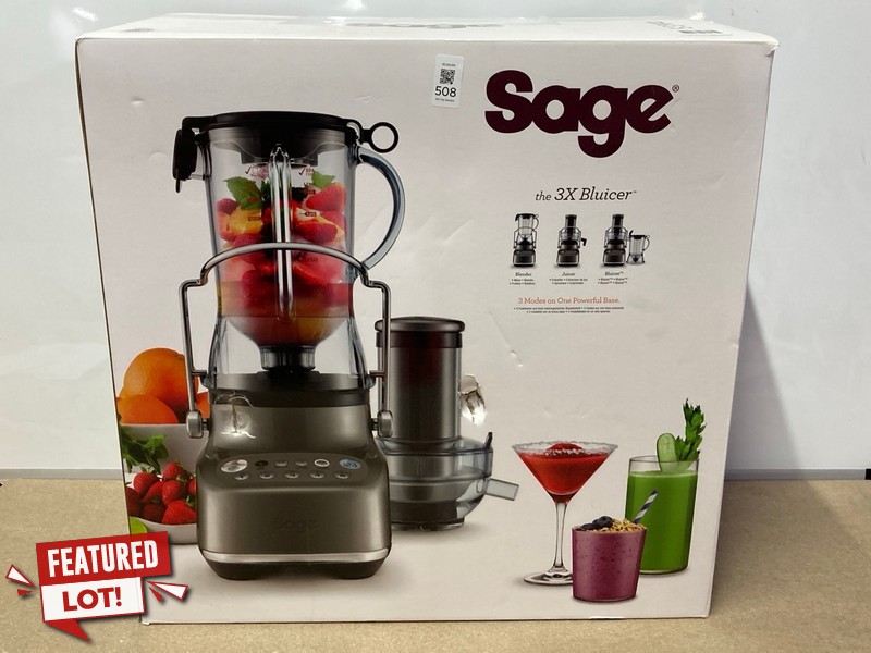 Lot 508  
            Nottingham SR1 - Delivery Only 

                
SAGE 'THE 3X BLUICER' 3-IN-1 BLENDER - MODEL - SJB615SHY - ORIGINAL RRP - £349.99