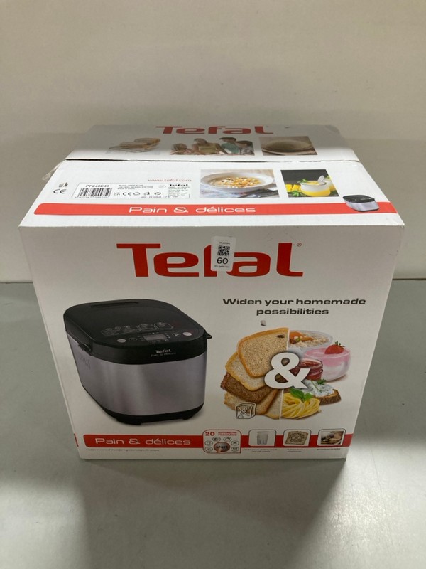 Lot 60  
            Nottingham SR1 - Delivery Only 

                
TEFAL PAIN & DELICES BREAD MAKER MODEL: PF240E40 - ORIGINAL RRP £80