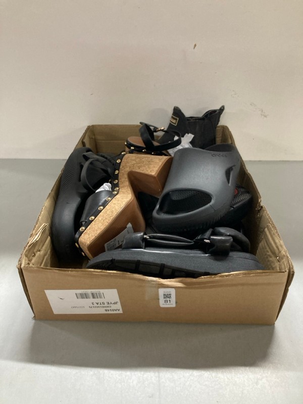 Lot 81  
            Nottingham SR1 - Delivery Only 

                
BOX OF VARIOUS SHOES - MULTIPLE SIZES - MULTIPLE COLOURWAYS