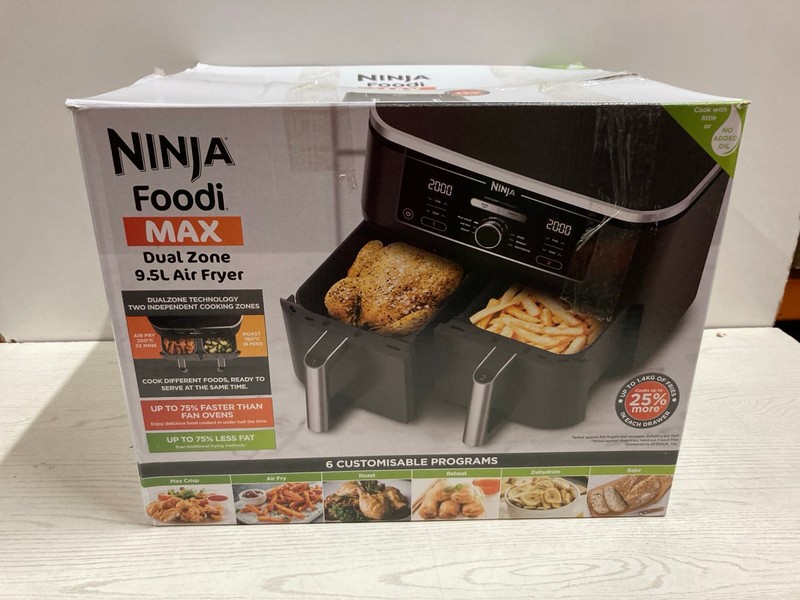Lot 100  
            Nottingham SR2 - Delivery Only 

                
NINJA FOODI MAX DUAL ZONE 9.5L AIR FRYER