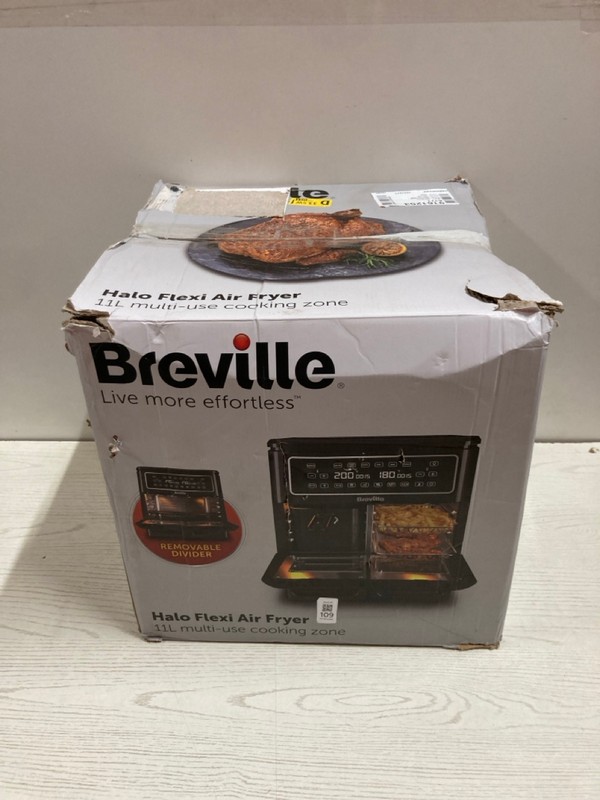 Lot 109  
            Nottingham SR2 - Delivery Only 

                
BREVILLE HALO FLEX AIR FRYER 11L