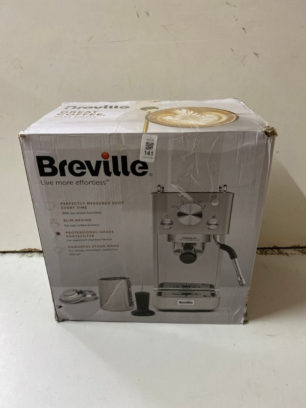 Lot 141  
            Nottingham SR2 - Delivery Only 

                
BREVILLE BARISTA SLIMLINE ESPRESSO MACHINE