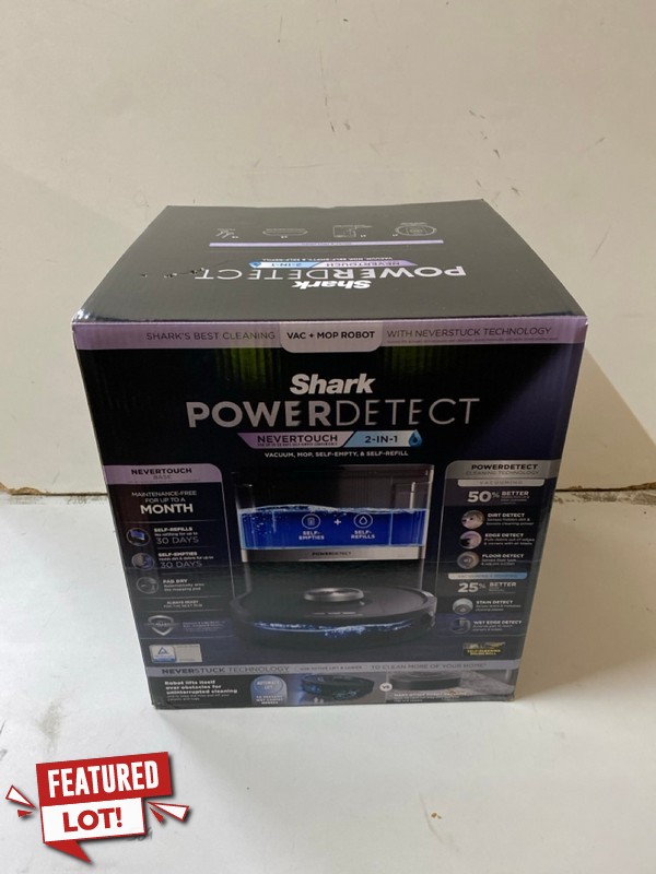 Lot 154  
            Nottingham SR2 - Delivery Only 

                
SHARK POWER DETECT NEVERTOUCH 2-IN-1 VACUUM, MOP, SELF-EMPTY & SELF-REFILL ORIGIN...
