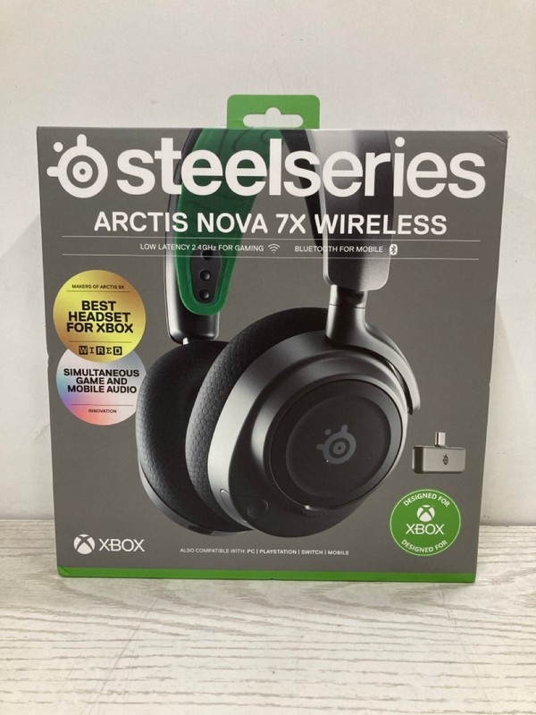 Lot 16  
            Nottingham SR2 - Delivery Only 

                
STEELSERIES ARCTIS NOVA 7X WIRELESS GAMING HEADSET FOR XBOX ORIGINAL RRP £174.99