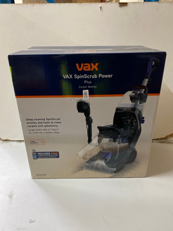 Lot 170  
            Nottingham SR2 - Delivery Only 

                
VAX SPINSCRUB POWER PLUS CARPET WASHER