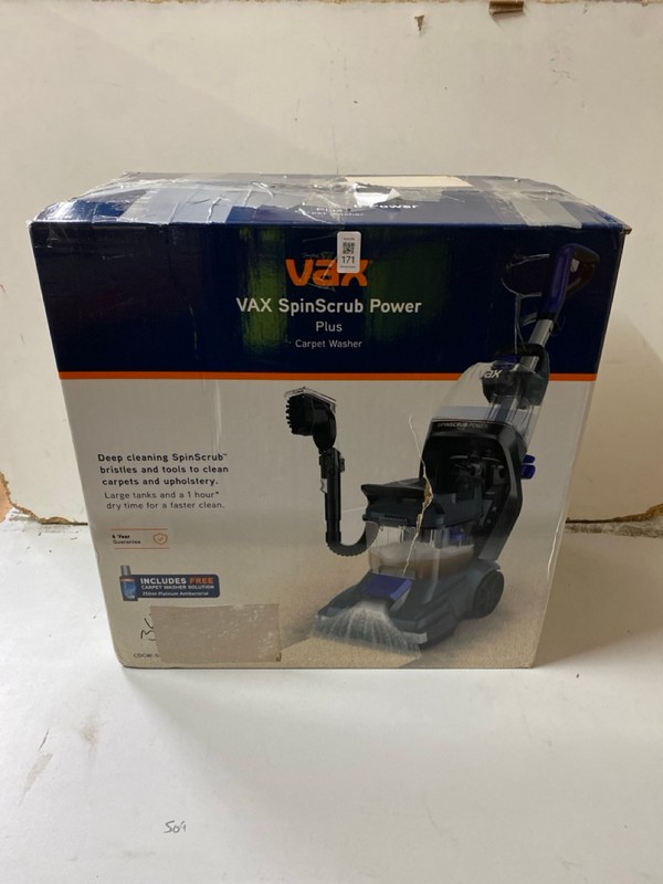Lot 171  
            Nottingham SR2 - Delivery Only 

                
VAX SPINSCRUB POWER PLUS CARPET WASHER