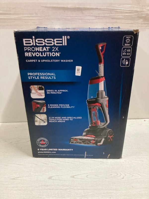 Lot 177  
            Nottingham SR2 - Delivery Only 

                
BISSELL PROHEAT 2X REVOLUTION CARPET & UPHOLSTERY WASHER